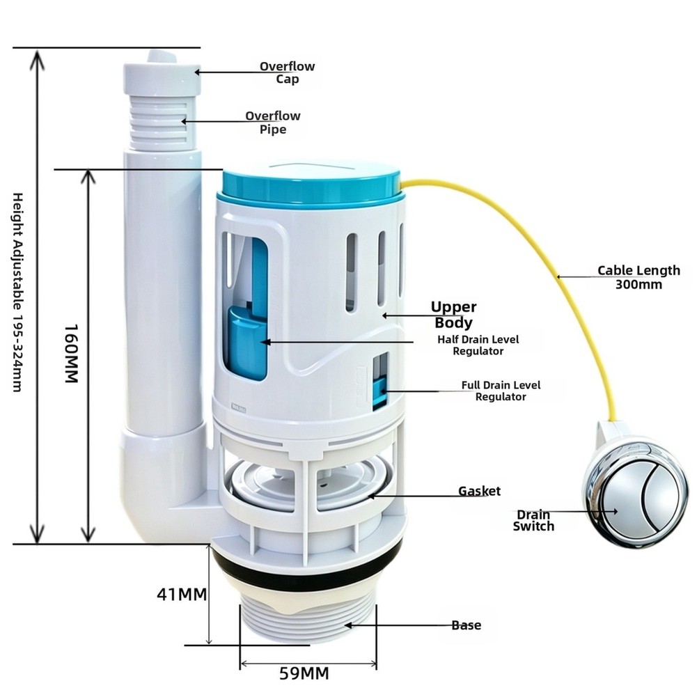 1 Piece Dual Flush Valve Cable - Toilet Fill Valve recension och pris