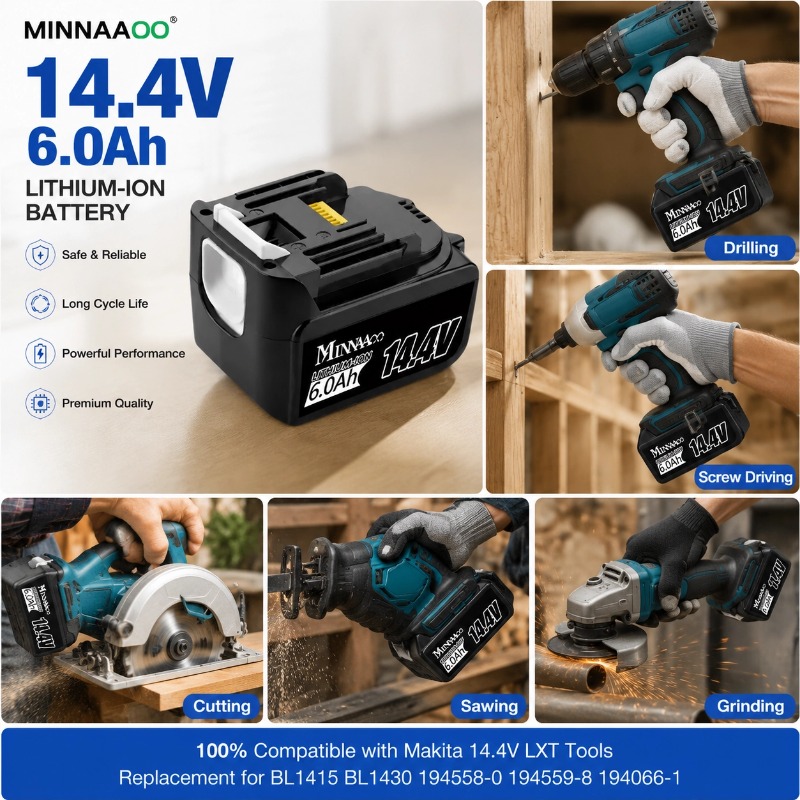 For Makita 14.4V 6.0Ah 5.0Ah L - Makita Drill Hp1640 recension och pris